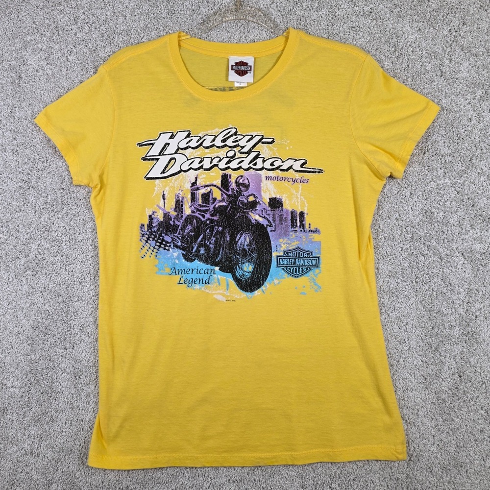 2010 Harley Davidson Jamaica XL Tee Yellow Graphic Motorcycle‎ American Legend